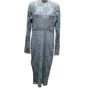 PRETTY LITTLE THING BLUE LACE BODYCON MIDI DRESS 8 NWT